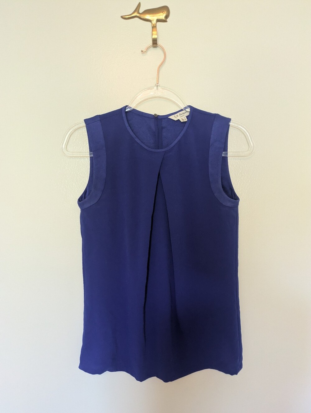 L.K. Bennett TW Malea Sleeveless Blouse Pleated Blue 8